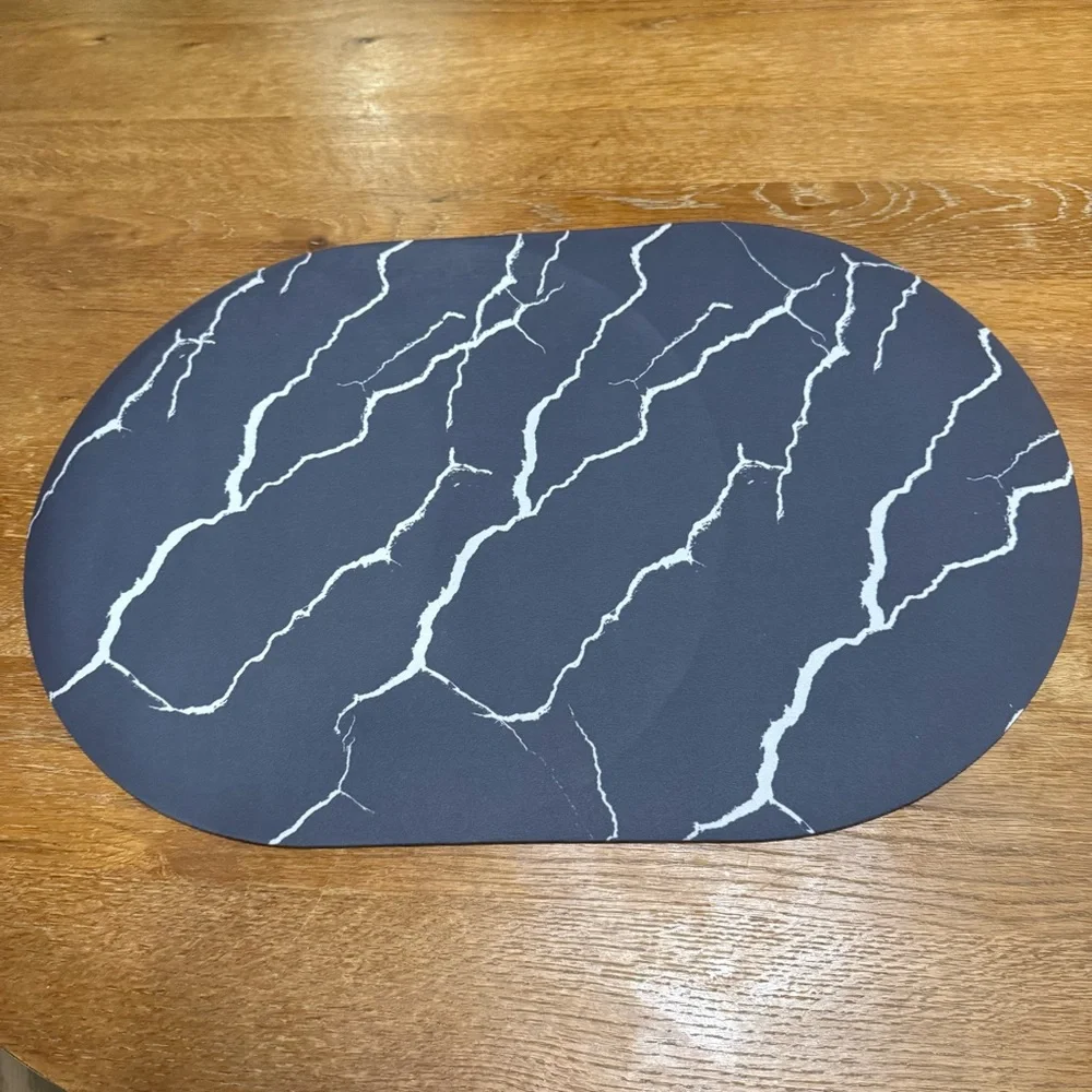 Quick Dry Marble Pattern Bath Mat - Absorbent Memory Foam Bathroom Rug